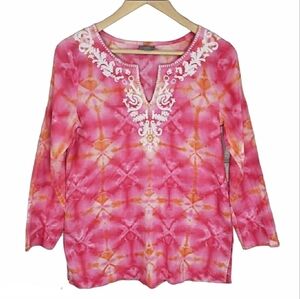J.JILL Tie Dye Embroidered Tunic Top Size …
